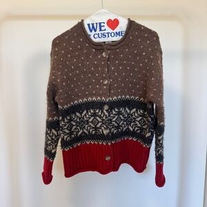 Eddie Bauer Brown and Red Women's Cardigan